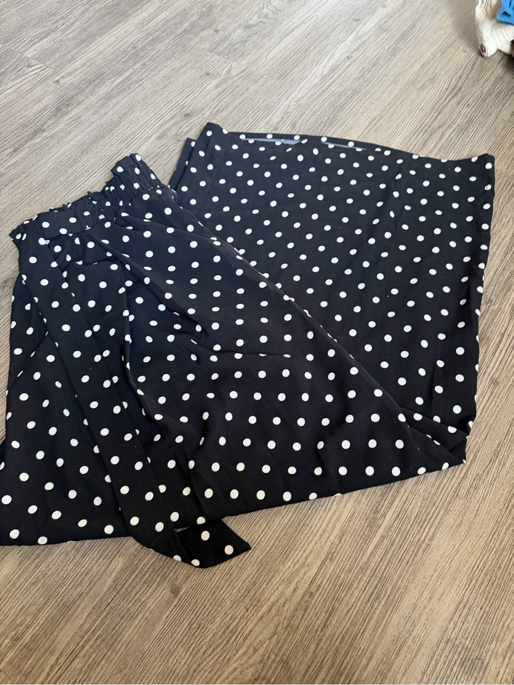 Black Polka Dot Wide Leg Pants - Women's Flowing Palazzo